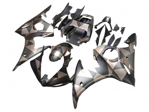 Purchase 2003-2004 Grey Matte Black Geometric Yamaha YZF R6 Motorcycle Fairings UK
