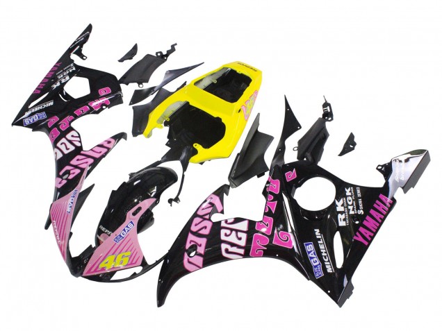 Purchase 2003-2004 Yellow Pink Glossy Black Rossi Repsol 46 Yamaha YZF R6 Motorcycle Fairings UK