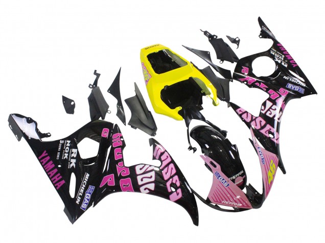 Purchase 2003-2004 Yellow Pink Glossy Black Rossi Repsol 46 Yamaha YZF R6 Motorcycle Fairings UK