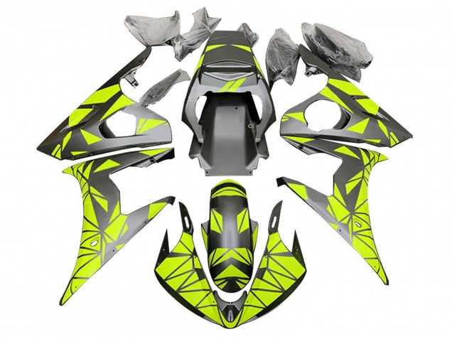 Purchase 2006-2009 Neon Green Matte Black Geometric Yamaha YZF R6S Motorcycle Fairings UK