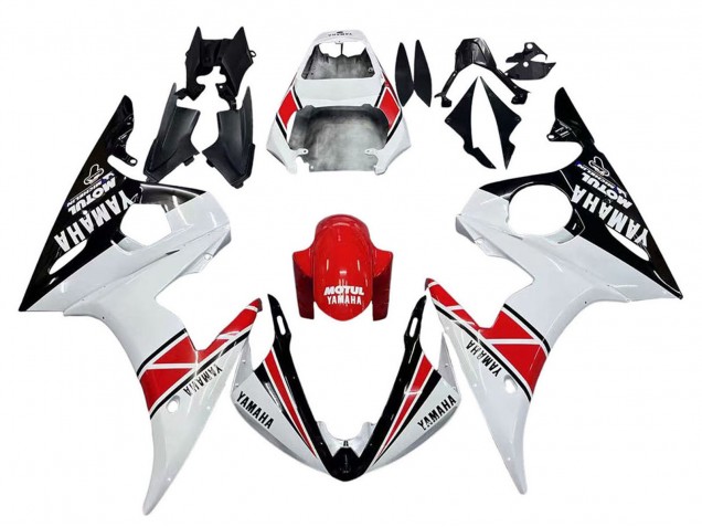 Purchase 2003-2004 White Red Glossy Black Motul Yamaha YZF R6 Motorcycle Fairings UK