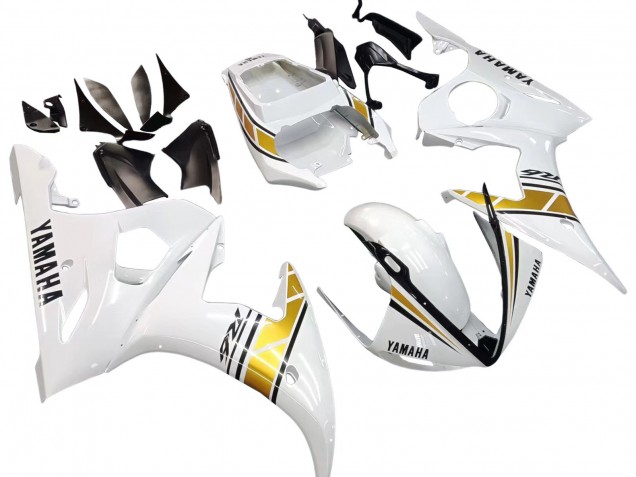 Purchase 2003-2004 White Gold Yamaha YZF R6 Motorcycle Fairings UK
