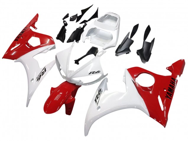 Purchase 2005 White Red Yamaha YZF 600 R6 Motorcycle Fairings UK