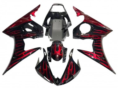 Purchase 2005 Black with Red Flame Yamaha YZF 600 R6 Motorcycle Fairings UK