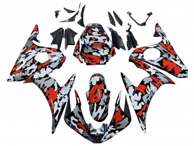 Purchase 2005 Black Red Grey Camouflage Yamaha YZF 600 R6 Motorcycle Fairings UK