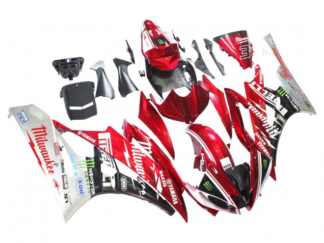 Purchase 2006-2007 White Red Black Green Monster Milwaukee Yamaha YZF 600 R6 Motorcycle Fairings UK