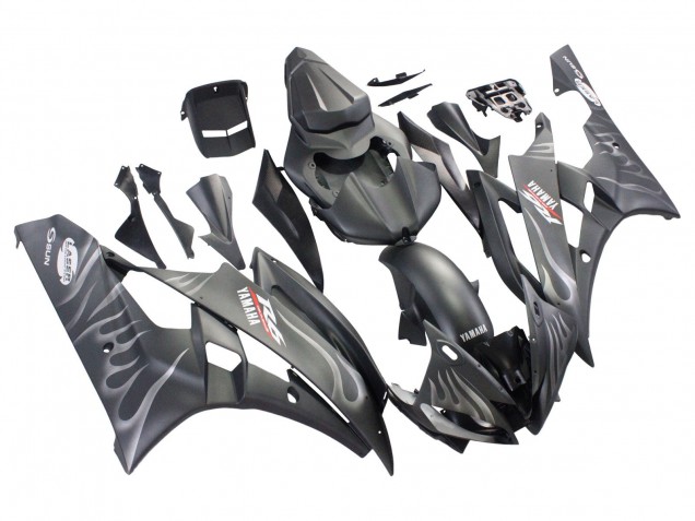 Purchase 2006-2007 Matte Black Silver Flame Yamaha YZF 600 R6 Motorcycle Fairings UK