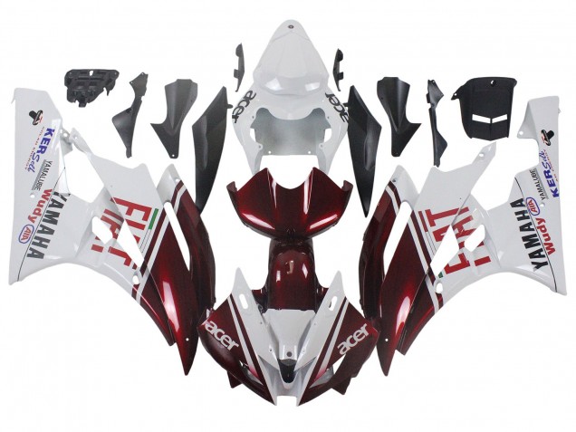 Purchase 2006-2007 White Maroon Red Fiat Acer Yamalube Yamaha YZF 600 R6 Motorcycle Fairings UK