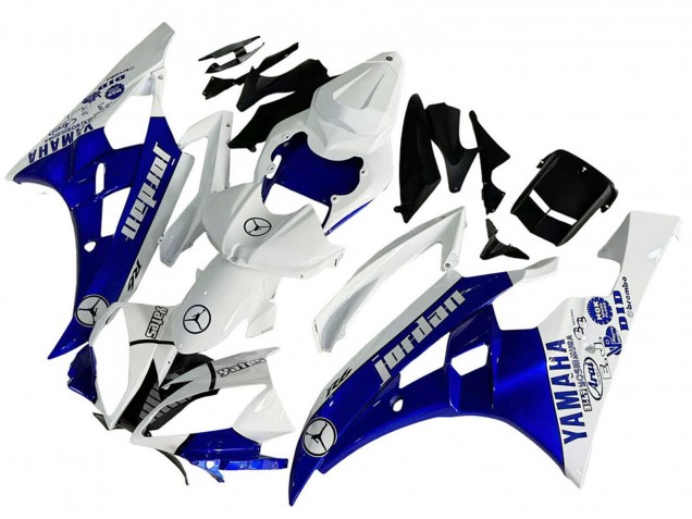 Purchase 2006-2007 White Blue Jordan Yamaha YZF 600 R6 Motorcycle Fairings UK