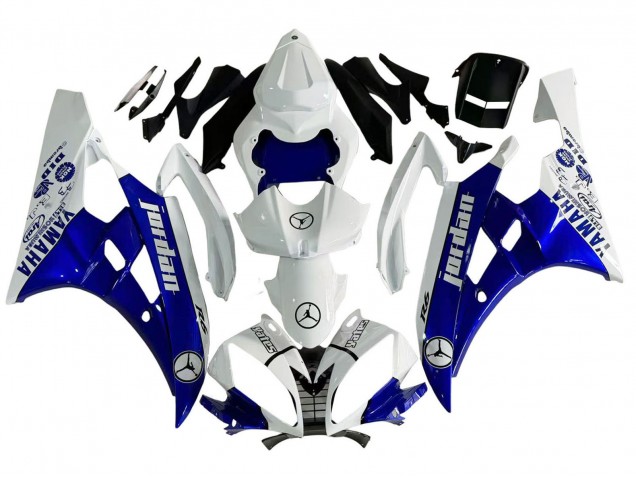 Purchase 2006-2007 White Blue Jordan Yamaha YZF 600 R6 Motorcycle Fairings UK