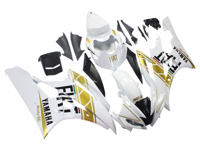 Purchase 2006-2007 White Gold Black Fiat Yamaha YZF 600 R6 Motorcycle Fairings UK