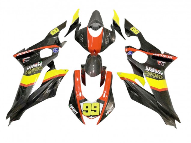 Purchase 2008-2016 Yellow Orange Black Carbon Fiber Style Yamaha YZF 600 R6 Motorcycle Fairings UK