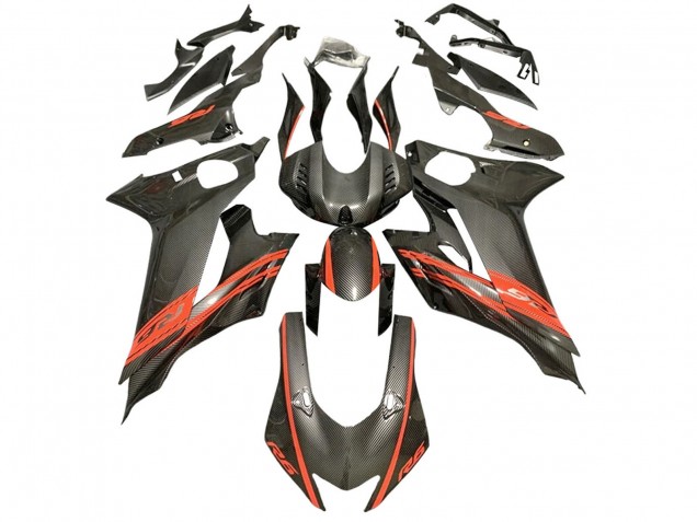 Purchase 2017-2023 Red Black Carbon Fiber Style Yamaha YZF 600 R6 Motorcycle Fairings UK