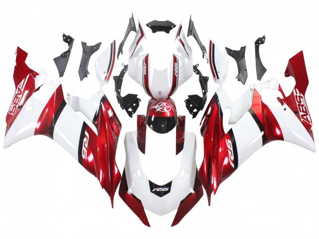 Purchase 2017-2023 White Red Black Yamaha YZF 600 R6 Motorcycle Fairings UK