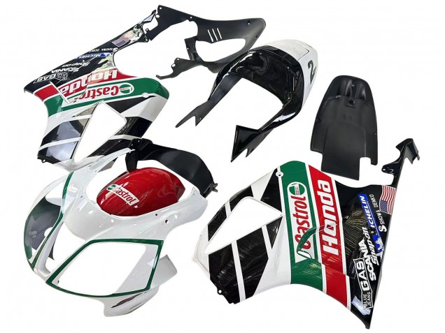 Purchase 2000-2006 White Red Green Glossy Black Castrol Honda VTR1000 Motorcycle Fairings UK