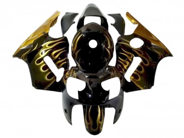 Purchase 2000-2001 Glossy Black Gold Flame Kawasaki ZX12R Motorcycle Fairings UK