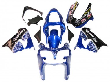 Purchase 2000-2001 Blue White Glossy Black Kawasaki ZX9R Motorcycle Fairings UK
