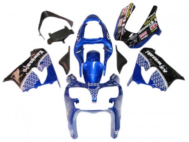 Purchase 2000-2001 Blue White Glossy Black Kawasaki ZX9R Motorcycle Fairings UK