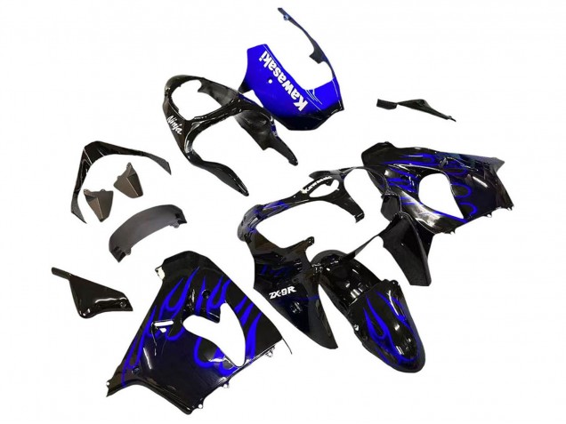 Purchase 2000-2001 Glossy Black Blue Flame White Kawasaki ZX9R Motorcycle Fairings UK