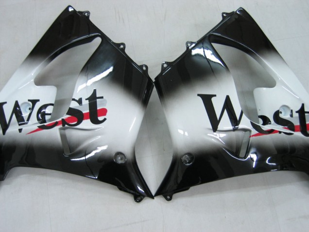 Purchase 2000-2001 Glossy Black White West Kawasaki ZX9R Motorcycle Fairings UK