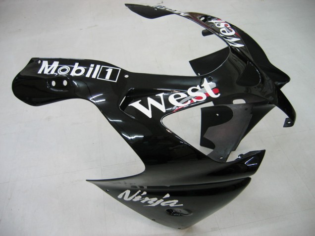 Purchase 2000-2001 Glossy Black White West Kawasaki ZX9R Motorcycle Fairings UK