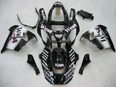 Purchase 2000-2001 Glossy Black White West Kawasaki ZX9R Motorcycle Fairings UK