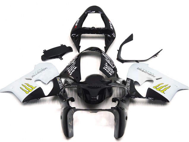 Purchase 2002-2003 White Glossy Black Yellow Monster Kawasaki ZX9R Motorcycle Fairings UK