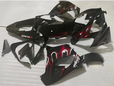 Purchase 2002-2003 Glossy Black Red Flame Kawasaki ZX9R Motorcycle Fairing UK