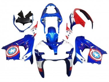 Purchase 2000-2001 Blue Red Captain America Star Kawasaki ZX9R Motorcycle Fairings UK