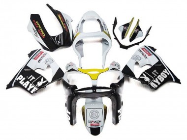 Purchase 2002-2003 White Black Yellow Playboy Kawasaki ZX9R Motorcycle Fairings UK