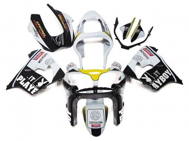 Purchase 2002-2003 White Black Yellow Playboy Kawasaki ZX9R Motorcycle Fairings UK