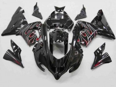 Purchase 2004-2005 Black Red White Flame Kawasaki ZX10R Motorcycle Fairings UK