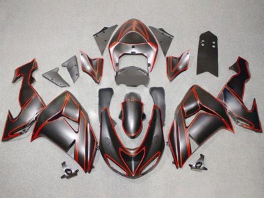 Purchase 2006-2007 Matte Black Red Pinstripe Kawasaki ZX10R Motorcycle Fairings UK
