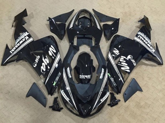 Purchase 2006-2007 Glossy Black White Stripe Elf Kawasaki ZX10R Motorcycle Fairings UK