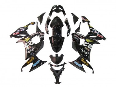 Purchase 2008-2010 Glossy Black Blue Yellow Monster Kawasaki ZX10R Motorcycle Fairings UK