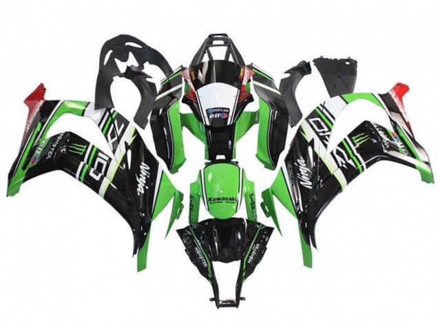 Purchase 2011-2015 Green Black White Red Stripe Monster Kawasaki ZX10R Motorcycle Fairings UK