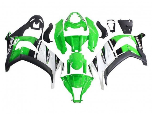 Purchase 2011-2015 Green White Black Stripe Kawasaki ZX10R Motorcycle Fairings UK