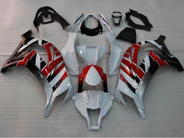 Purchase 2011-2015 White Red Black Stripe Kawasaki ZX10R Motorcycle Fairings UK