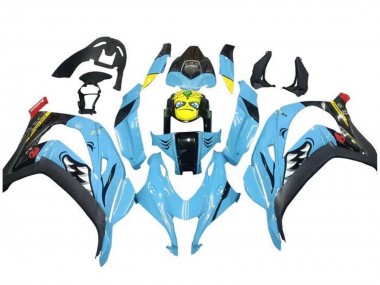 Purchase 2016-2020 Light Blue Yellow Shark Kawasaki ZX10R Motorcycle Fairings UK