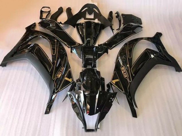 Purchase 2016-2020 Glossy Black Gold Kawasaki ZX10R Motorcycle Fairings UK