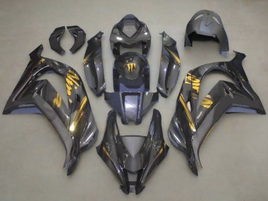 Purchase 2016-2020 Faux Carbon Fiber Gold Kawasaki ZX10R Motorcycle Fairings UK
