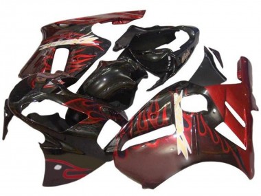 Purchase 2000-2001 Glossy Black Red Flame Kawasaki ZX12R Motorcycle Fairings UK