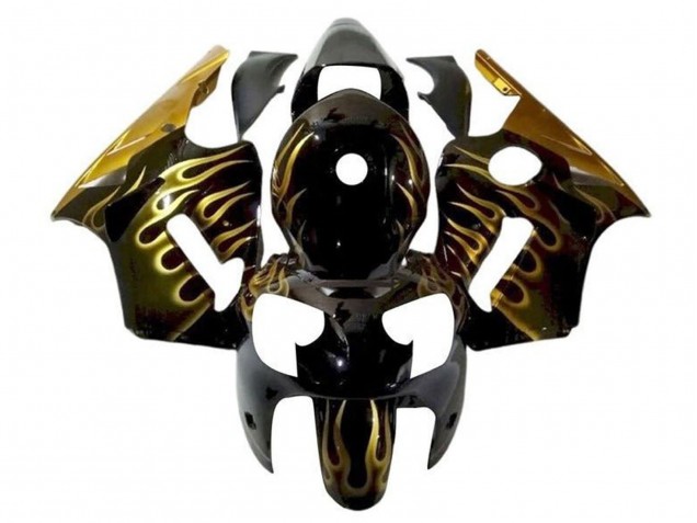 Purchase 2002-2006 Glossy Black Gold Flame Kawasaki ZX12R Motorcycle Fairings UK