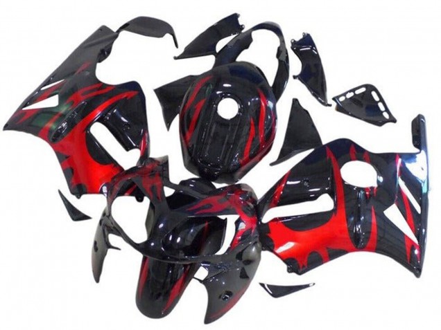 Purchase 2002-2006 Glossy Black Red Tribal Kawasaki ZX12R Motorcycle Fairings UK