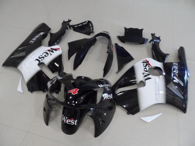 Purchase 2002-2006 Glossy Black White Red West Mobil 4 Kawasaki ZX12R Motorcycle Fairings UK