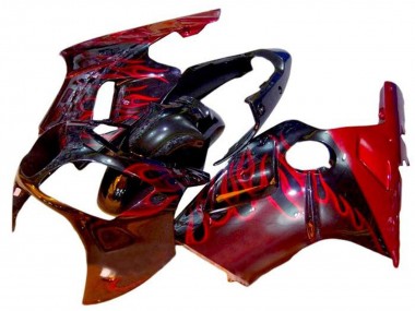 Purchase 2002-2006 Glossy Black Red Flame Kawasaki ZX12R Motorcycle Fairings UK