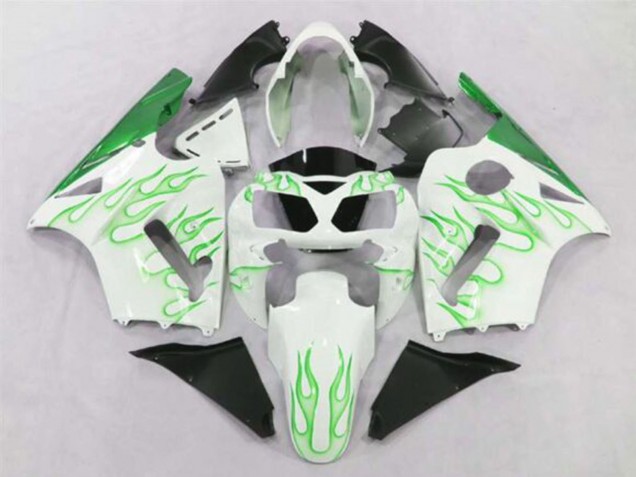 Purchase 2002-2006 White Green Flame Kawasaki ZX12R Motorcycle Fairings UK