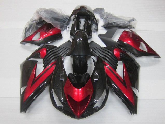 Purchase 2006-2011 Candy Red Glossy Black Kawasaki ZX14R ZZR1400 Motorcycle Fairings UK