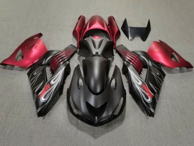 Purchase 2006-2011 Matte Black Red Silver Flame Kawasaki ZX14R ZZR1400 Motorcycle Fairings UK