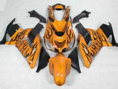 Purchase 2006-2011 Orange Black Flame Kawasaki ZX14R ZZR1400 Motorcycle Fairings UK